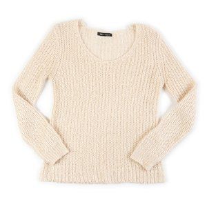 MISS SARA Fashion ivory champagne sequin sparkle scoop neck sweater